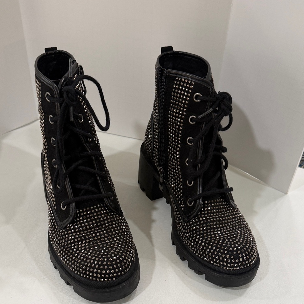 Madden Girl Black Studded Moto Boots